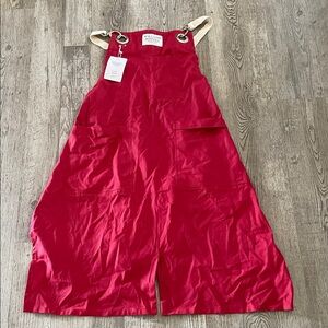 Williams Sonoma Red Canvas Utility Apron Dress with Cream Straps